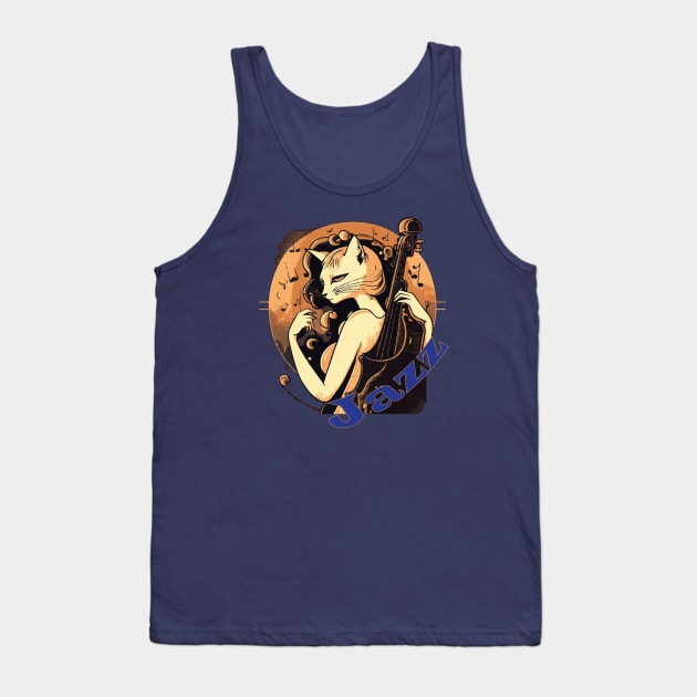 Jazz Cat Tank Top by MusicianCatsClub